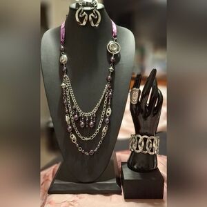 Elegant Silver and Purple Jewelry Set